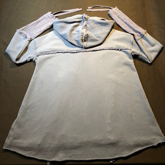 Free People Get Yer Gauze Drawstring Hooded Cardi Sz XS - Picture 6 of 9